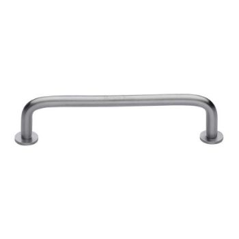 Wire Cabinet Pull Handle with Rose in Satin Chrome - C2156-SC  Wire Cabinet Pull Handle with Rose in Satin Chrome - C2156-SC