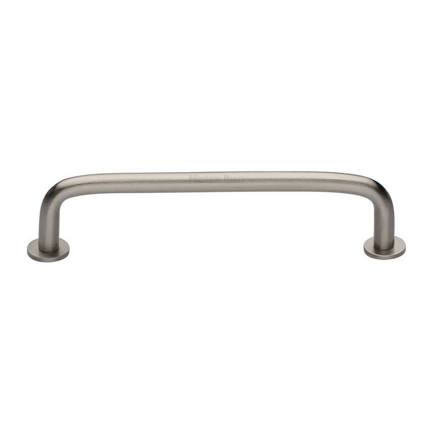 Wire Cabinet Pull Handle with Rose in Satin Nickel - C2156-SN