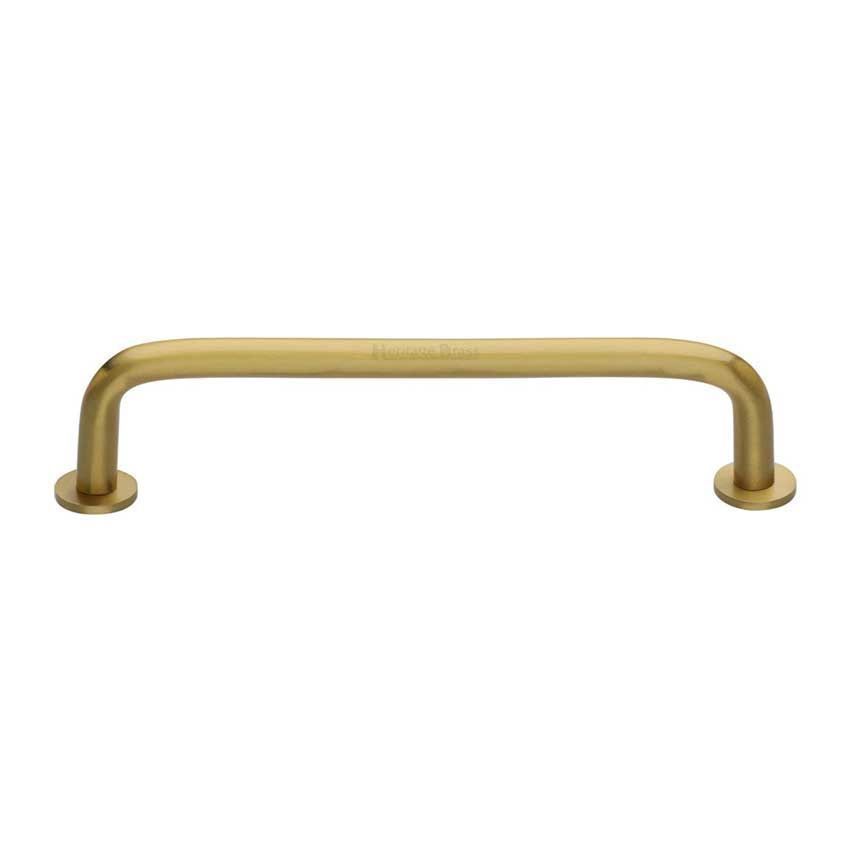 Wire Cabinet Pull Handle with Rose in Satin Brass - C2156-SB