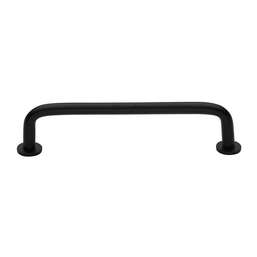 Wire Cabinet Pull Handle with Rose in Matt Black - C2156-BKMT