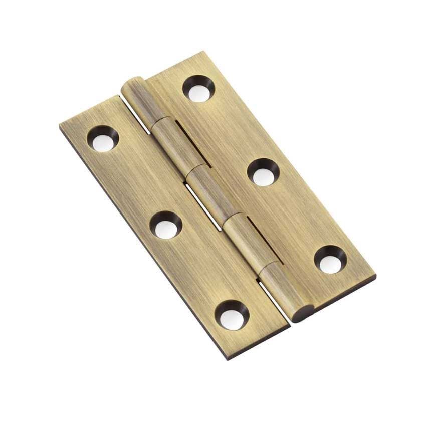 Solid Brass Cabinet Butt Hinges in Antique Brass - AW050-CH-AB 