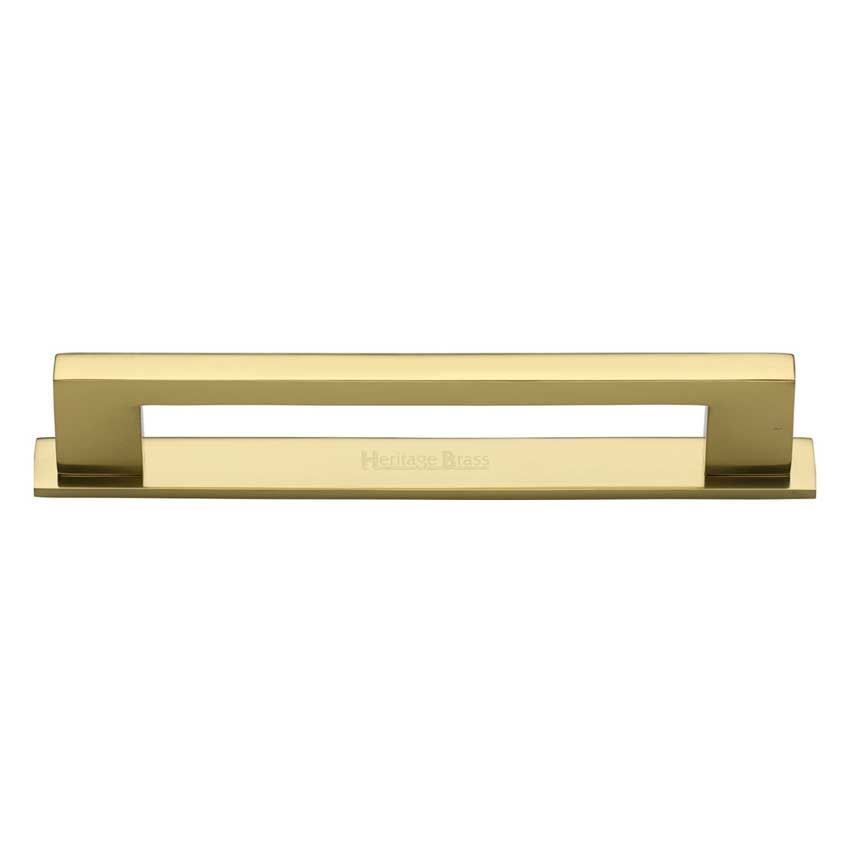 Metro Pull Handle with on a Back Plate in Polished Brass - PL0337-PB
