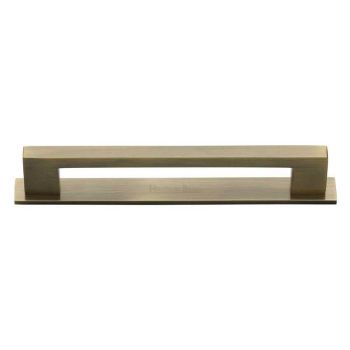Metro Pull Handle with on a Back Plate in Antique Brass - PL0337-AT  Metro Pull Handle with on a Back Plate in Antique Brass - PL0337-AT