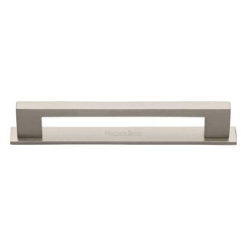 Metro Pull Handle with on a Back Plate in Satin Nickel - PL0337-SN  Metro Pull Handle with on a Back Plate in Satin Nickel - PL0337-SN