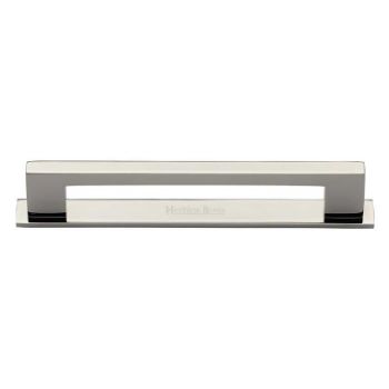 Metro Pull Handle with on a Back Plate in Polished Nickel - PL0337-PNF  Metro Pull Handle with on a Back Plate in Polished Nickel - PL0337-PNF
