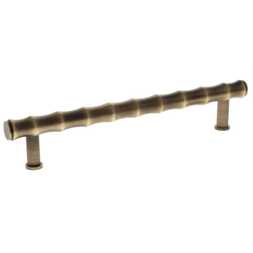 Bamboo T-bar Pull Handle in Antique Brass - AW809B-160-AB