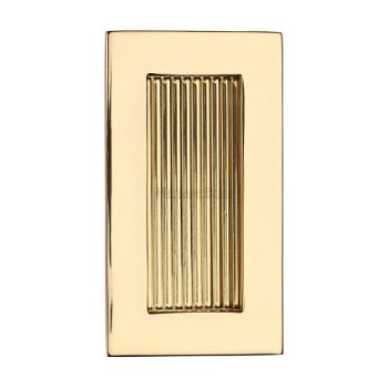 Reeded Rectangular Flush Pull in Polished Brass - C1865-PB