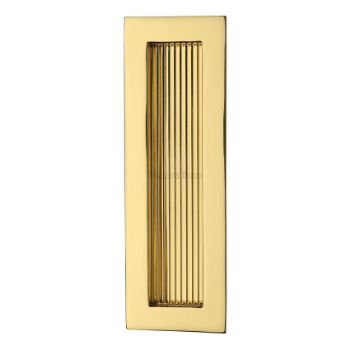 Reeded Rectangular Flush Pull in Polished Brass - C1865-PB