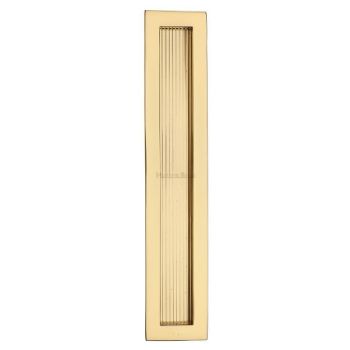 Reeded Rectangular Flush Pull in Polished Brass - C1865-PB