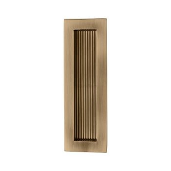 Reeded Rectangular Flush Pull in Antique Brass - C1865-AT 