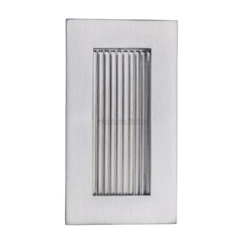 Reeded Rectangular Flush Pull in Satin Chrome - C1865-SC