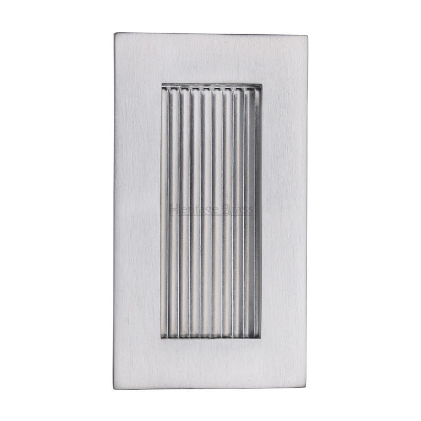 Reeded Rectangular Flush Pull in Satin Chrome - C1865-SC