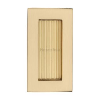 Reeded Rectangular Flush Pull in Satin Brass - C1865-SB 