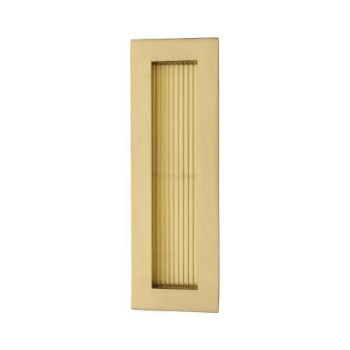 Reeded Rectangular Flush Pull in Satin Brass - C1865-SB