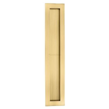 Reeded Rectangular Flush Pull in Satin Brass - C1865-SB 