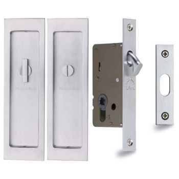 Sliding Lock with Rectangular Privacy Turns in Satin Chrome - C1877-SC 