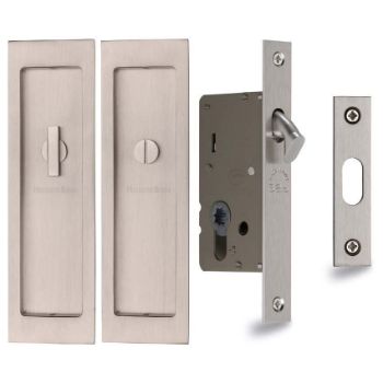 Sliding Lock with Rectangular Privacy Turns in Satin Nickel - C1877-SN