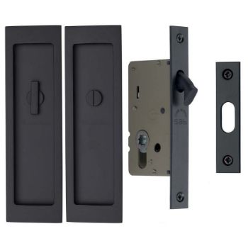 Sliding Lock with Rectangular Privacy Turns in Matt Black - C1877-BKMT