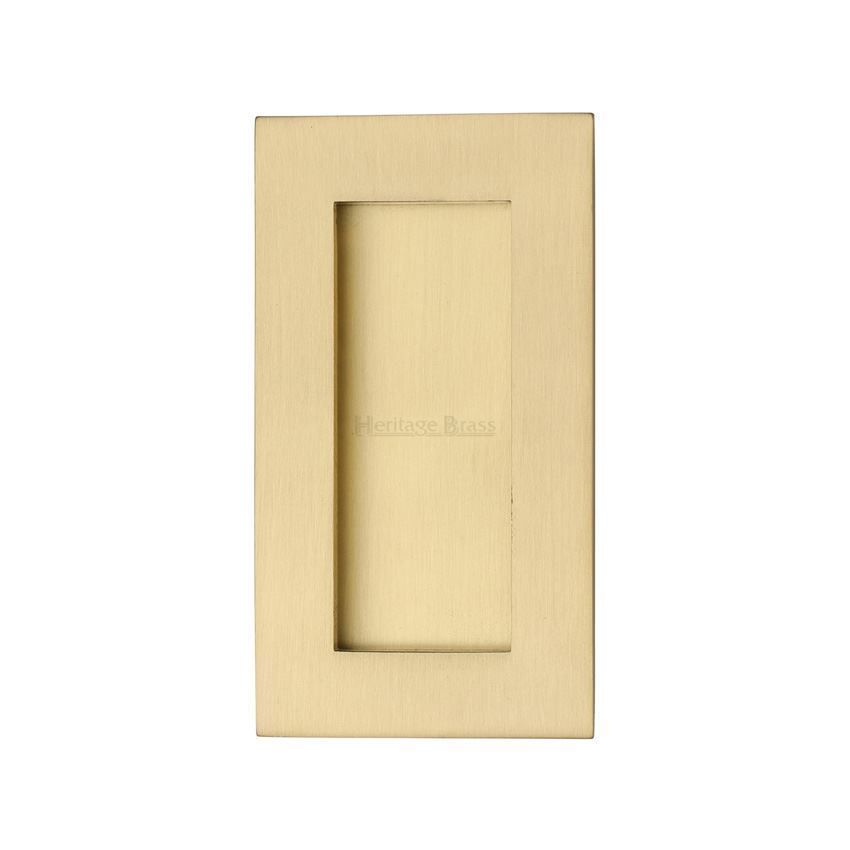 Rectangular Flush Pull in Satin Brass - C1855-SB