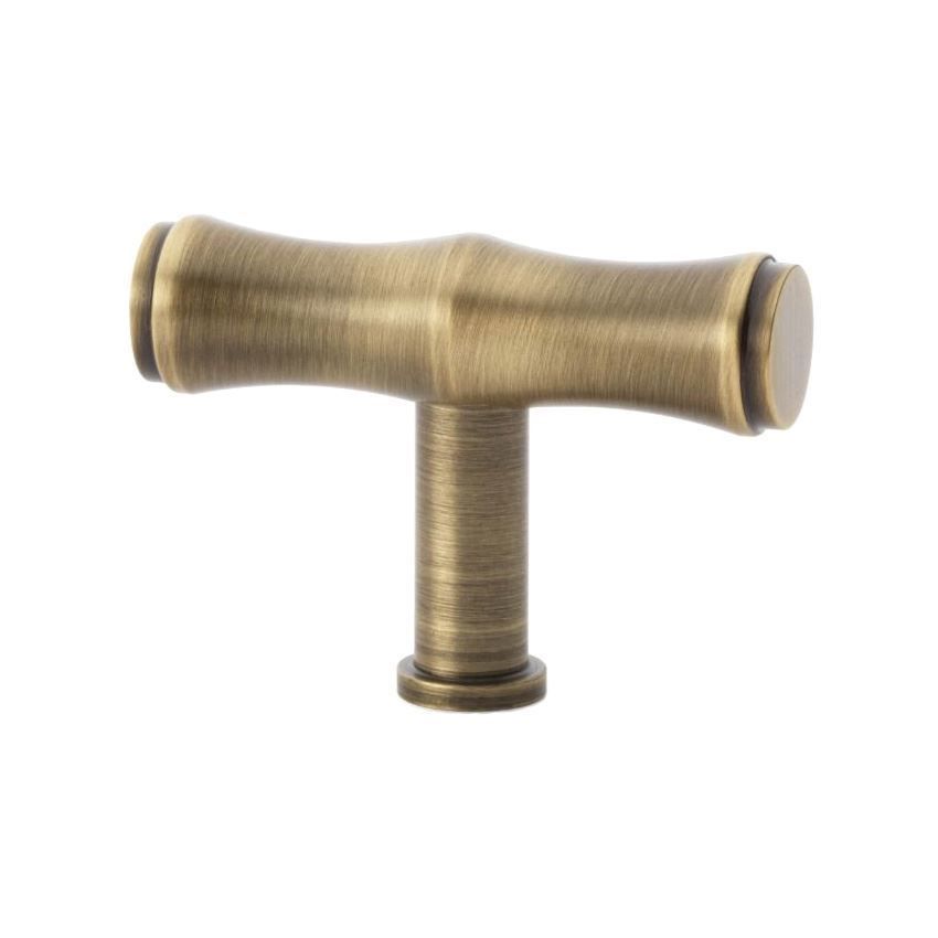 Bamboo T-bar Cupboard Knob in Antique Brass - AW801B-55-AB