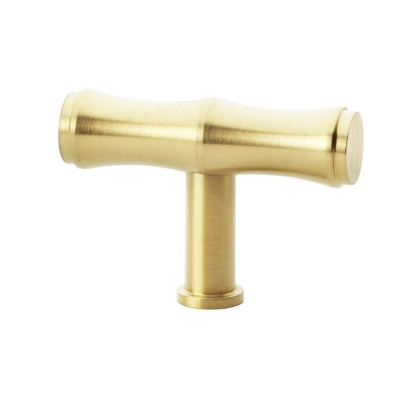 Bamboo T-bar Cupboard Knob in PVD Satin Brass - AW801B-55-SBPVD