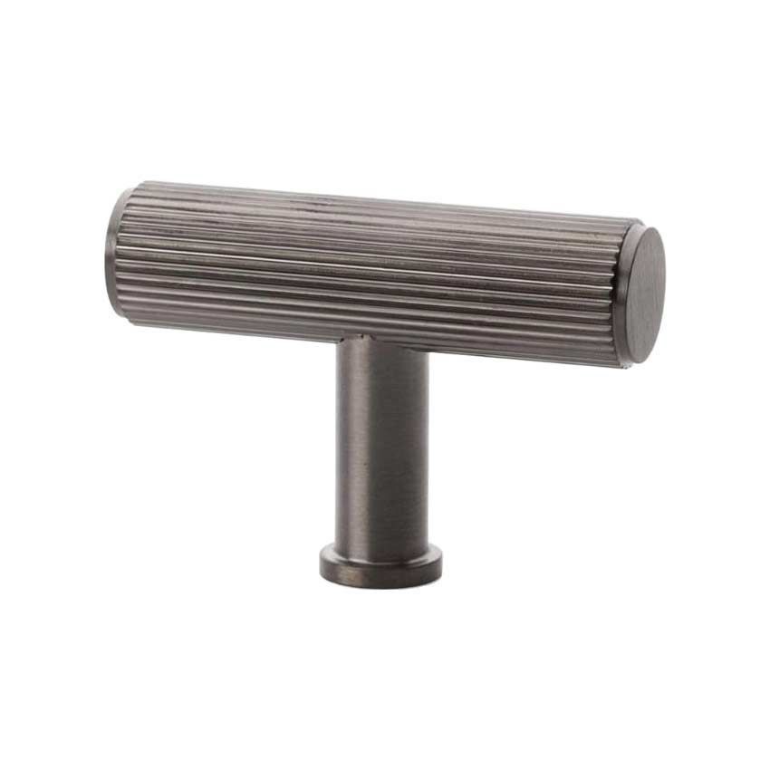 Reeded T-bar Cupboard Knob in Dark Bronze PVD - AW801R-55-DBZPVD