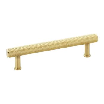 Reeded T-bar Cupboard Pull Handle in Satin Brass PVD - AW809R-SBPVD