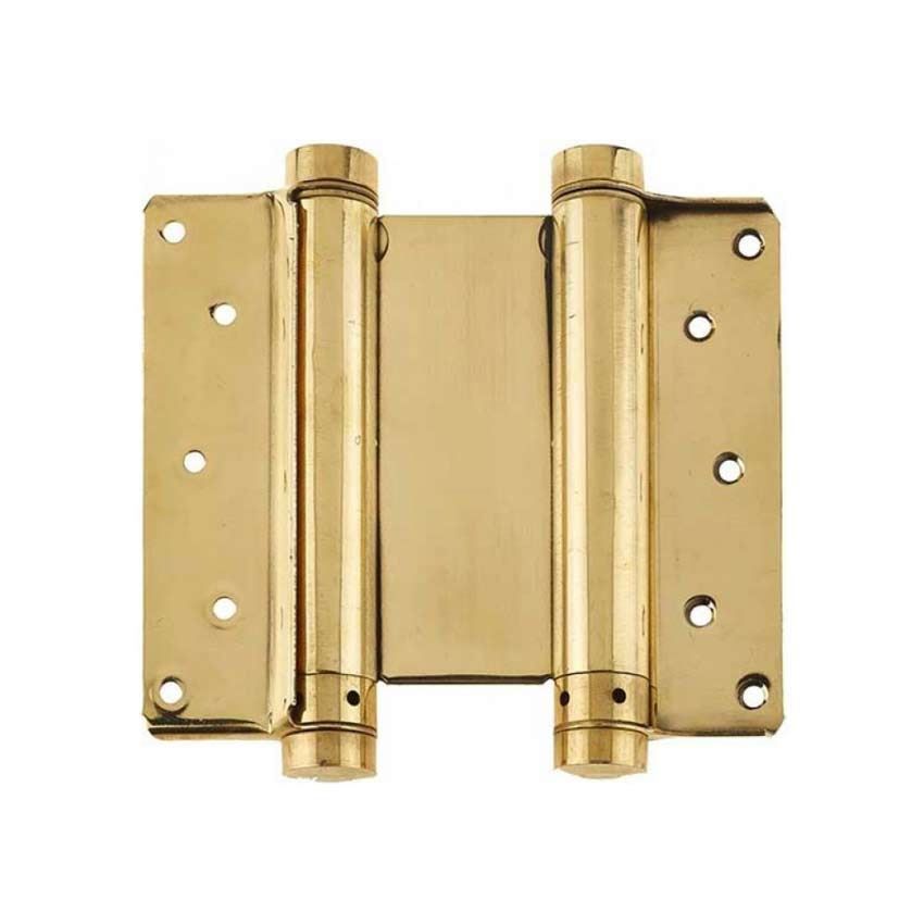 Double Action Steel Spring Hinge in Polished Brass - HB3005-PB 