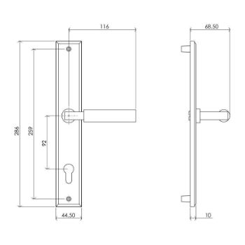 Bauhaus Multi-Point Door Handle in Polished Chrome - MP2259-PC