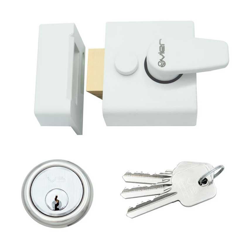 Vier Design 40mm Night latch in Powder Coat White - ZNL40PCW