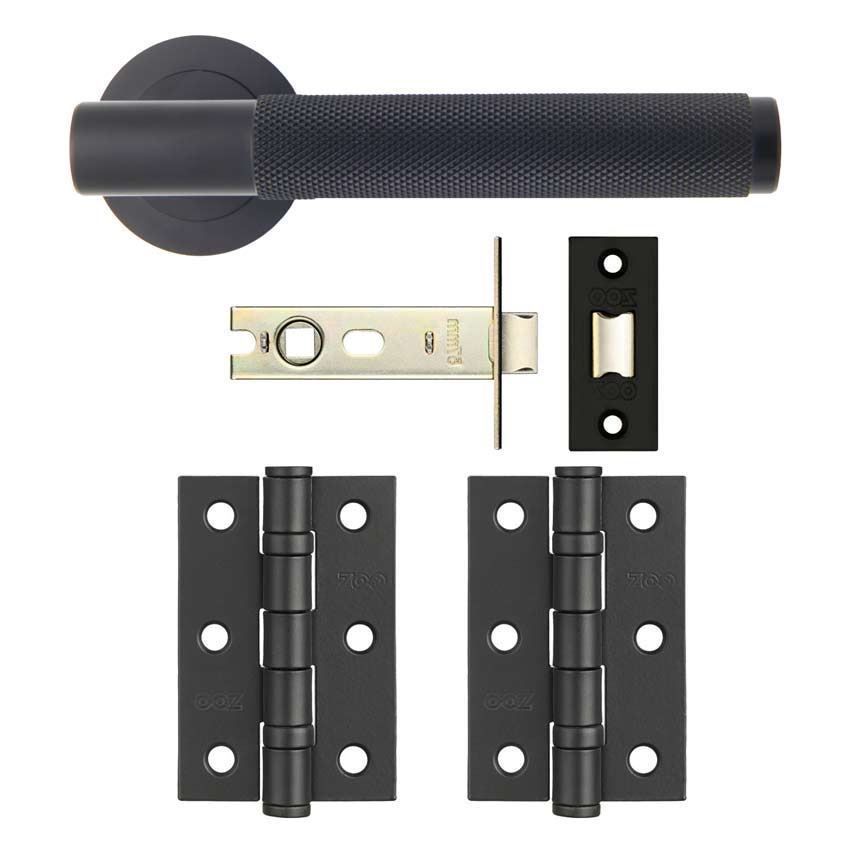 Knurled Handle Latch Pack in Matt Black - JV850MB