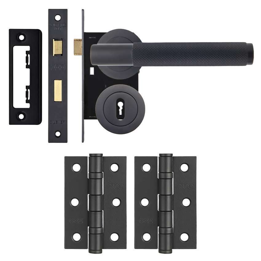 Knurled Locking Door Pack in Matt Black - JV850MBLOCK