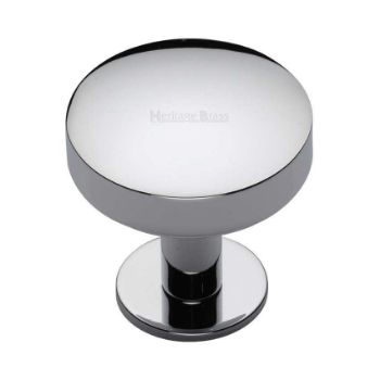 Domed Disc Cabinet Knob with Rose in Polished Chrome - C3878-PC Domed Disc Cabinet Knob with Rose in Polished Chrome - C3878-PC