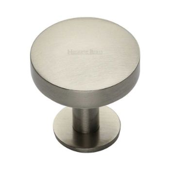 Domed Disc Cabinet Knob with Rose in Satin Nickel - C3878-SN Domed Disc Cabinet Knob with Rose in Satin Nickel - C3878-SN