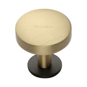 Domed Disc Cabinet Knob with Rose in Matt Bronze/Satin Brass - C3878-BSB  Domed Disc Cabinet Knob with Rose in Matt Bronze/Satin Brass - C3878-BSB