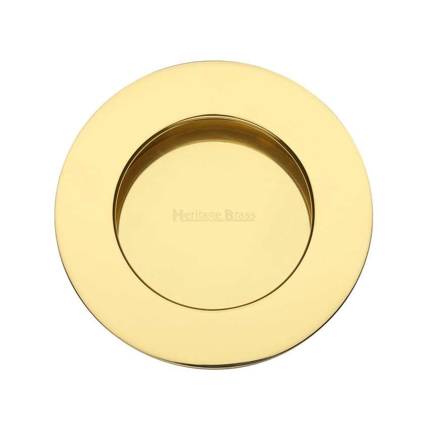 Round Flush Pull in Polished Brass - C1835-PB