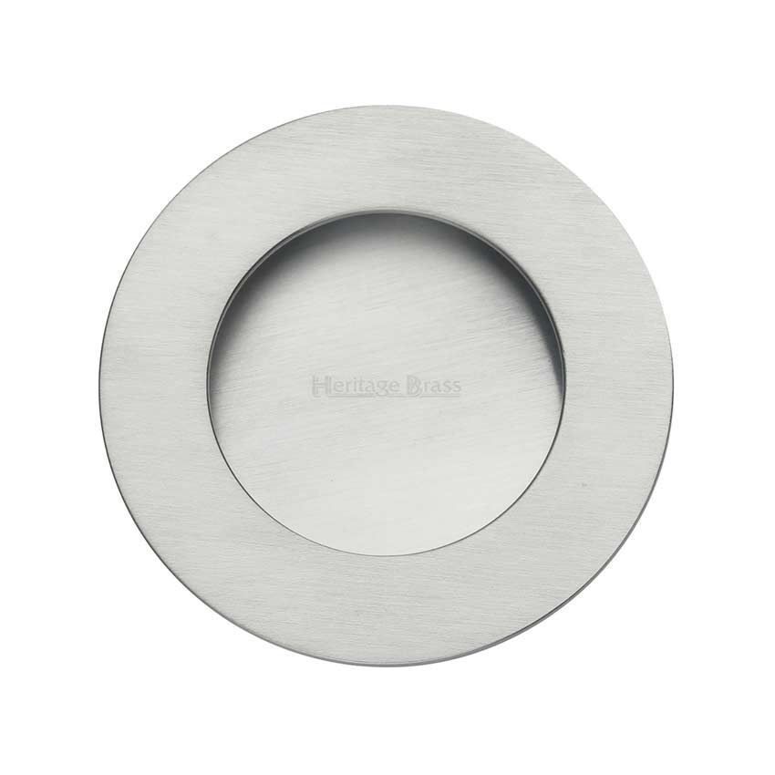 Round Flush Pull in Satin Chrome - C1835-SC