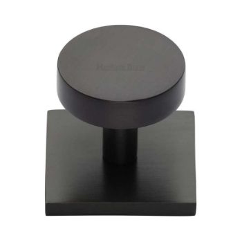 Disc Cabinet Knob With Square Backplate in Matt Bronze - SQ3880-MB  Disc Cabinet Knob With Square Backplate in Matt Bronze - SQ3880-MB