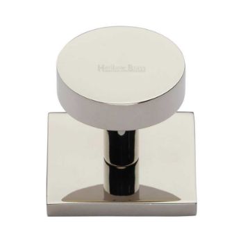 Disc Cabinet Knob With Square Backplate in Polished Nickel - SQ3880-PNF Disc Cabinet Knob With Square Backplate in Polished Nickel - SQ3880-PNF