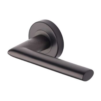 Admirality Door Handle on Round Rose in Matt Bronze - V2355-MB Admirality Door Handle on Round Rose in Matt Bronze - V2355-MB