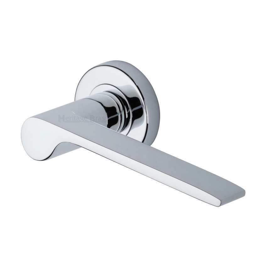 Julia Door Handle on Round Rose in Polished Chrome - V4190-PC