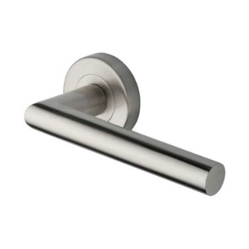 Athena Door Handle on Round Rose in Satin Nickel - V3840-SN Athena Door Handle on Round Rose in Satin Nickel - V3840-SN