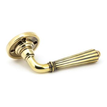 Aged Brass Hinton Lever on Rose - Unsprung - 50081