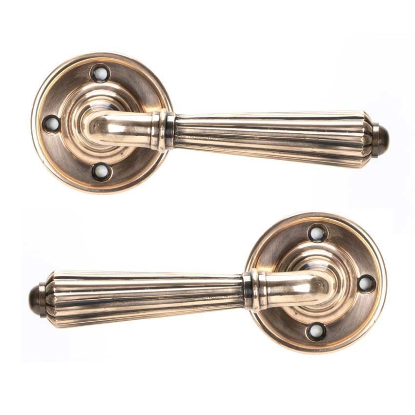 Polished Bronze Hinton Lever on Rose - Unsprung - 50085