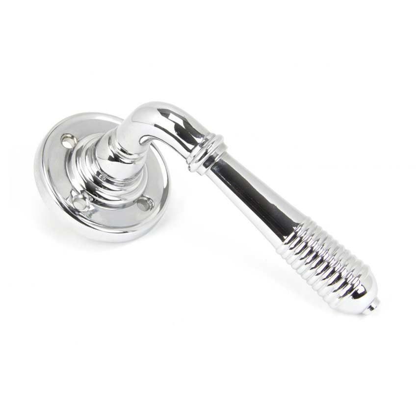 Polished Chrome Reeded Lever on Rose - Unsprung - 50088 