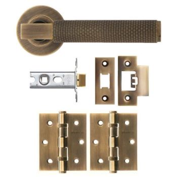 Alexander & Wilks Knurled Hurricane Door Pack in Antique Brass - AW200ABLT