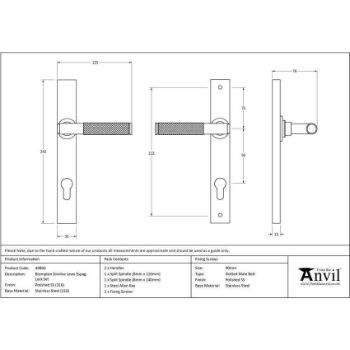 Polished Marine Stainless Steel (316) Brompton Slimline Door Handle - 49803