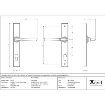 Polished Marine Stainless Steel (316) Newbury Slimline Door Handle - 47072