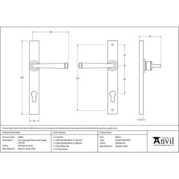 Polished Marine Stainless Steel (316) Avon Slimline Door Handle - 49801