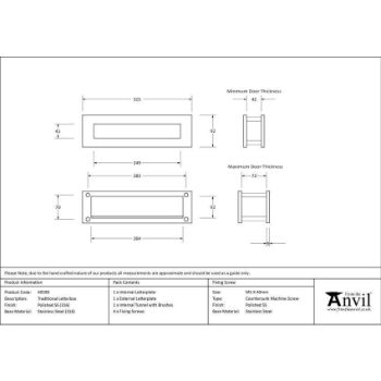 Polished Marine Stainless Steel (316) Traditional Letterbox - 49599